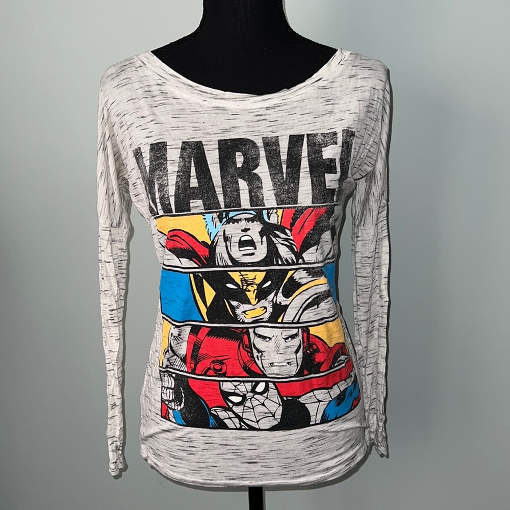 Marvel Comics Long Sleeve Tee Shirt ft Thor, Wolverine, Iron Man, and Spider-Man